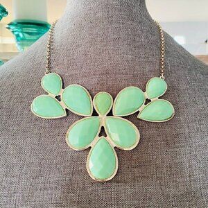 Jane Stone Teardrop Cluster Necklace Mint Green and Silver